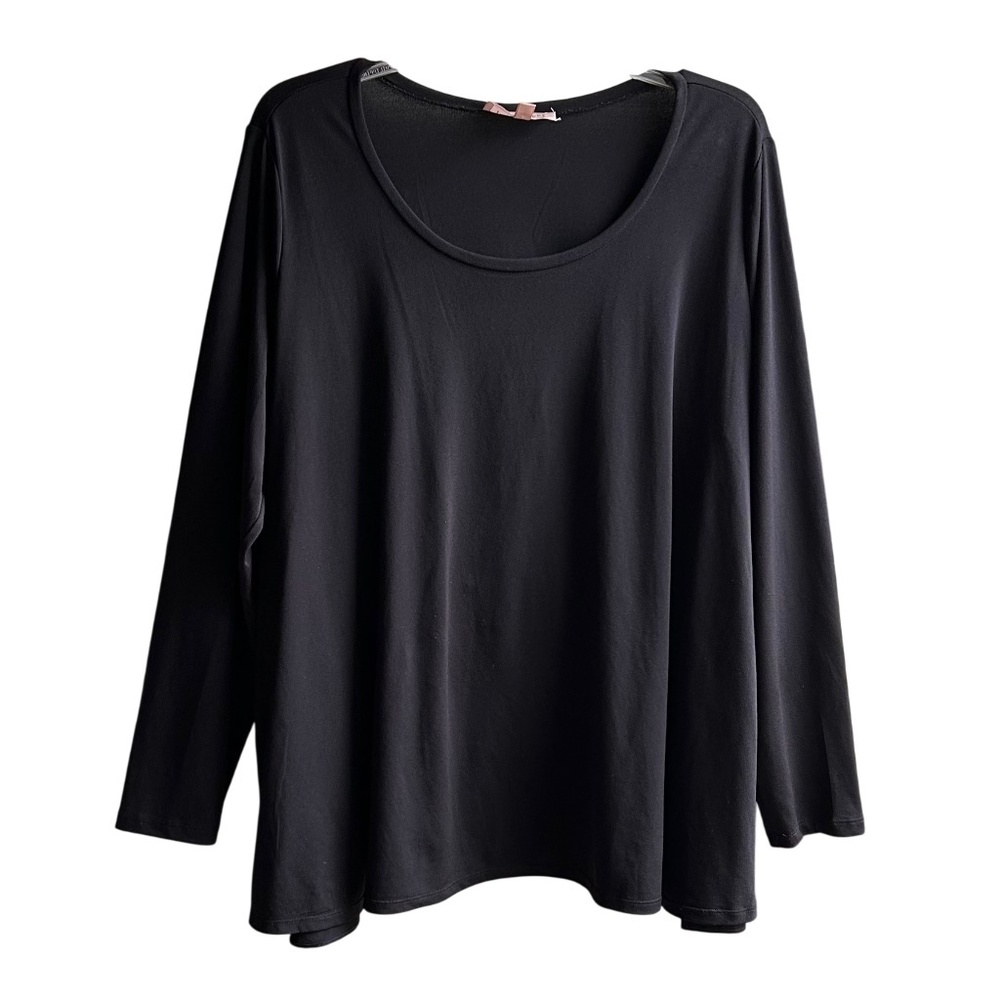 Philosophy Woman Black Crew Neck Long Sleeve Swing Top with Zipper Sides 1X